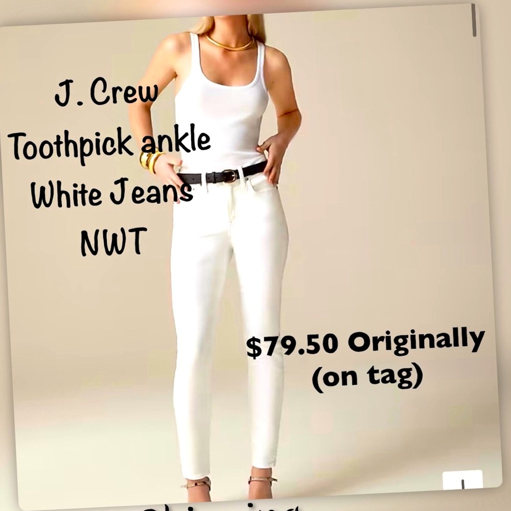 -J. Crew white Jeans Size 25 ankle toothpick NWT-originally $79.50
